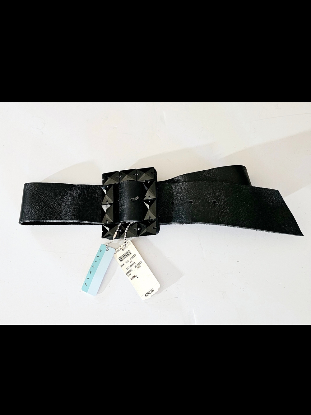 Bergdorf Goodman Melamed Genuine Black Leather Belt Vintage NWT